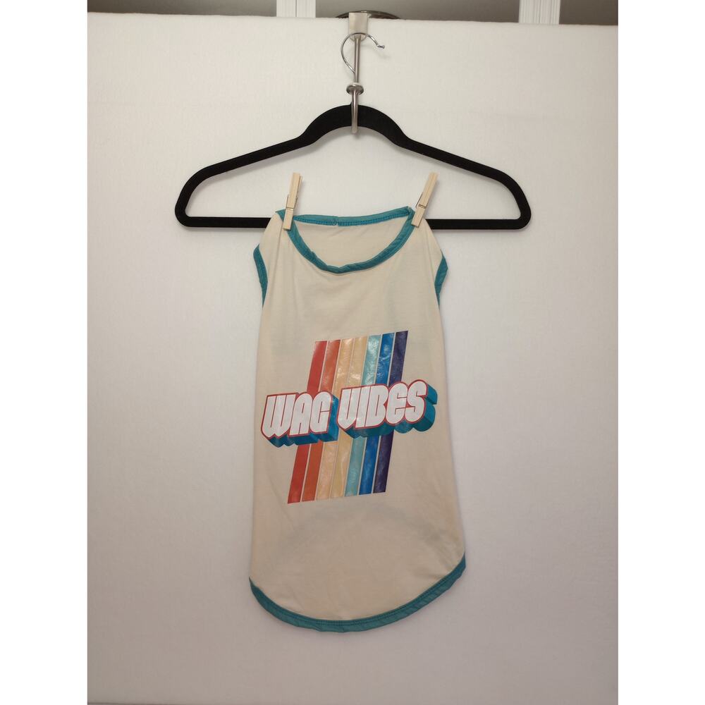 ASPCA Dog Apparel Clothing T-Shirt "Wag Vibes" Retro print Size Large